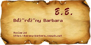 Bárány Barbara névjegykártya