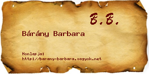 Bárány Barbara névjegykártya